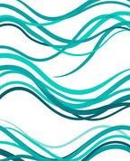 Teal Ocean Wave Stripe Rug
