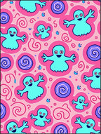 Aqua Ghost Funky Pink Swirls Rug