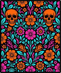 Vibrant Skull Floral Symmetry Rug