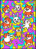 Playful Animals Abstract Color Splash Rug
