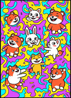 Playful Animals Abstract Color Splash Rug