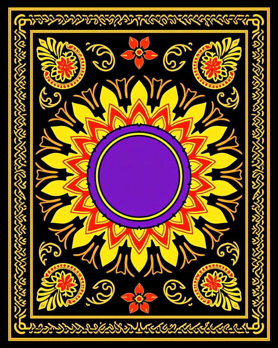 Bold Yellow Sunflower Purple Center Rug