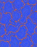 Vibrant Blue Orange Organic Flow Rug