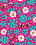 Pink Teal Bee Daisy Garden Bloom Rug