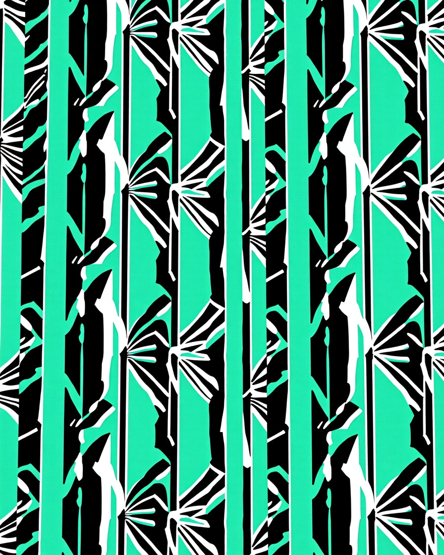 Bold Teal White Black Geometric Fan Rug