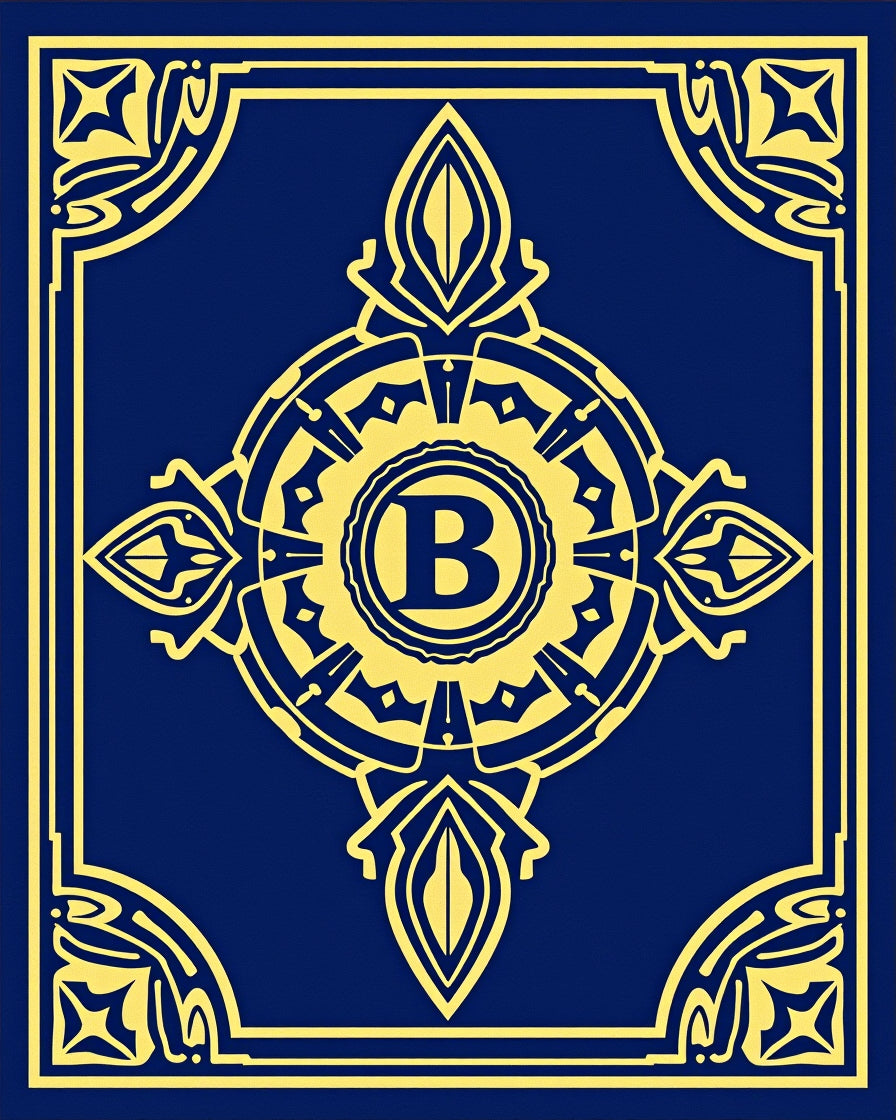 Royal Blue Golden Crest Medallion Rug