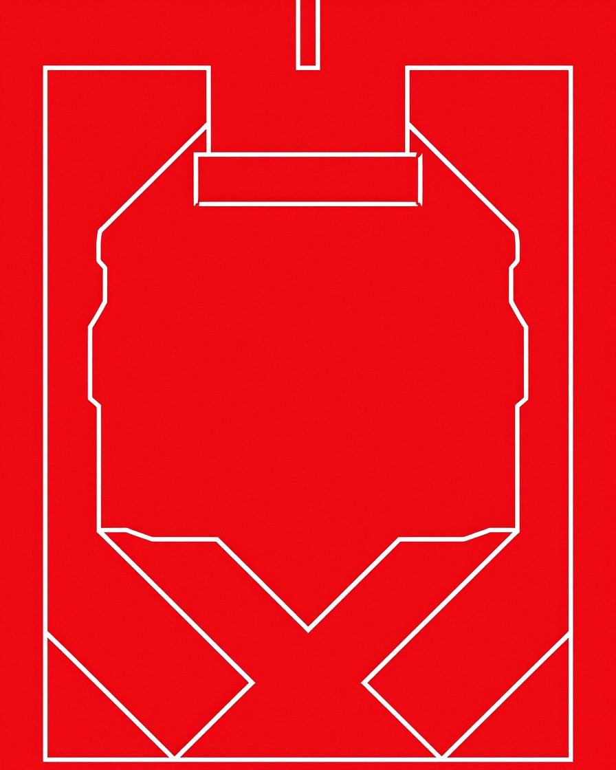 Crimson White Geometric Armor Rug
