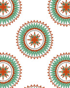 Orange Teal Sunburst Mandala Rug