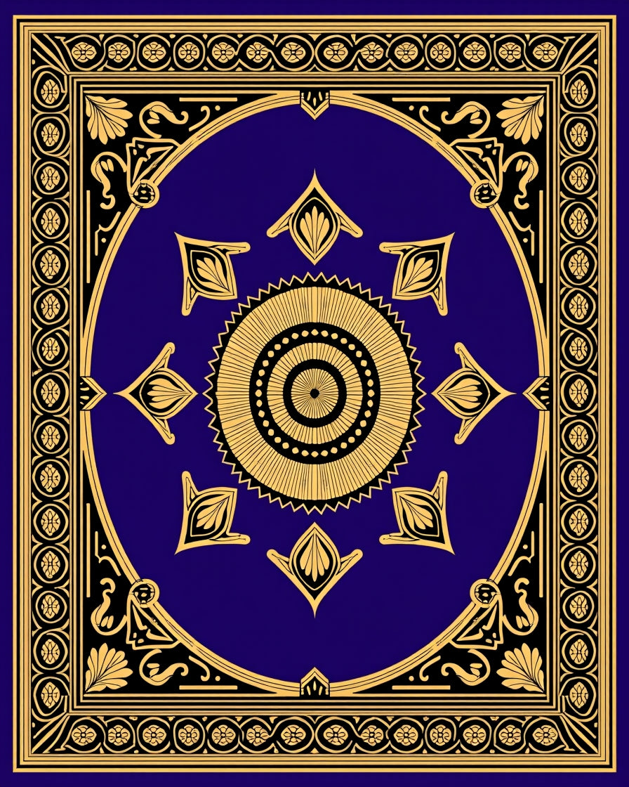Regal Blue Floral Medallion Rug