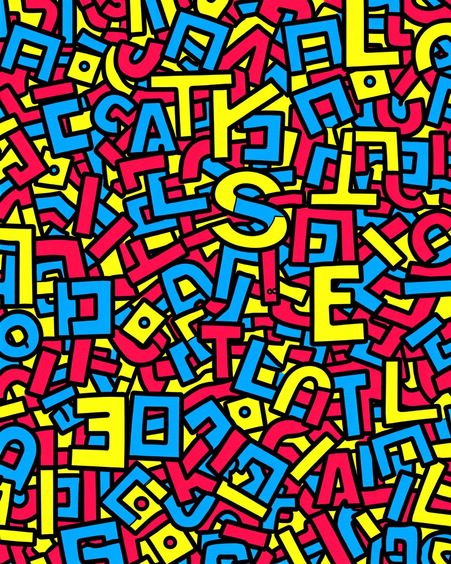 Retro Alphabet Collage Rug
