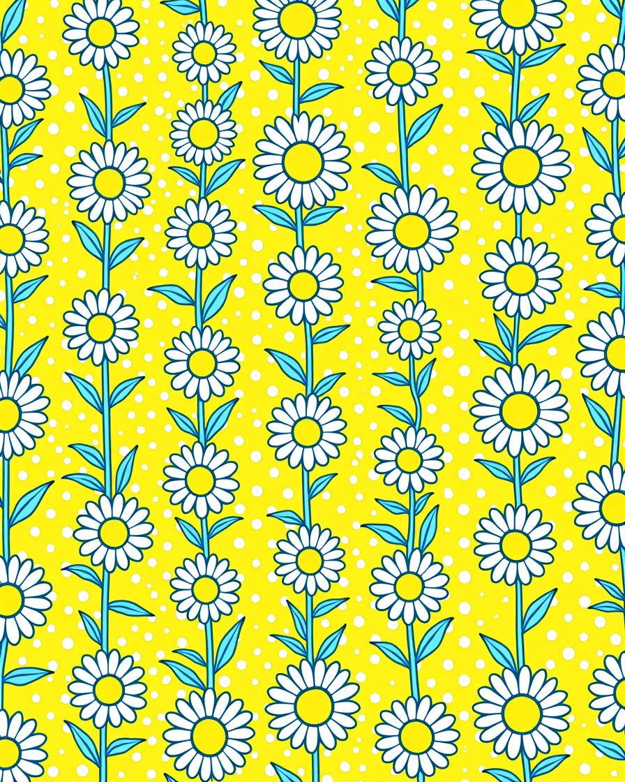 Yellow Daisy Floral Polka Dot Rug