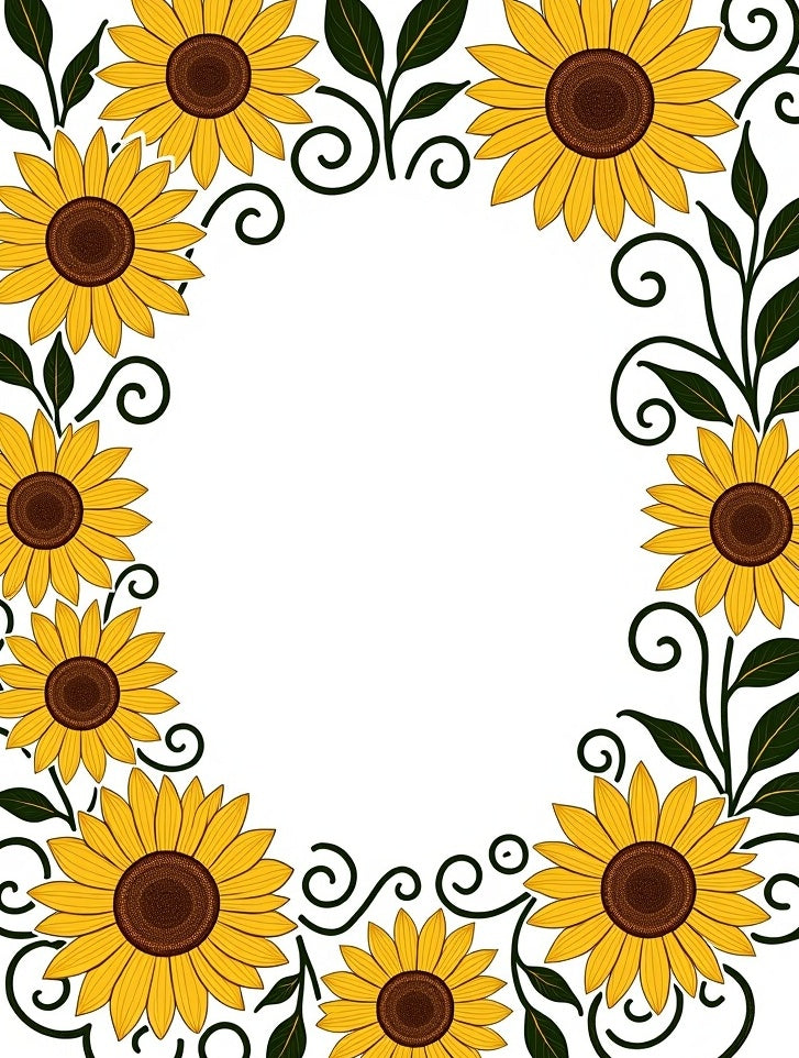 Golden Yellow Sunflower Meadow Border Rug