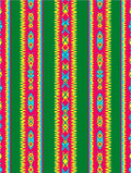 Vibrant Green Red Tribal Stripe Rug