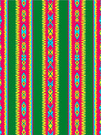 Vibrant Green Red Tribal Stripe Rug