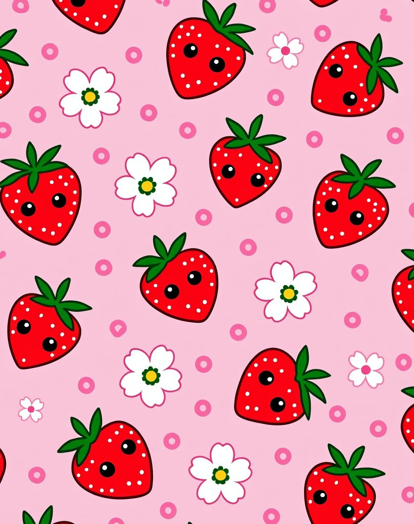 Cute Strawberry Flower Dots Rug