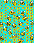 Whimsical yellow bees on honeycomb background Rug