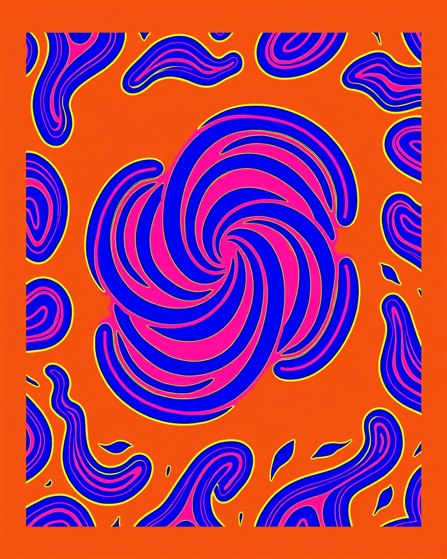 Trippy Orange Whirlwind Abstract Swirls Rug