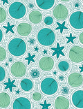 Teal Coral Starfish Shell Collage Rug