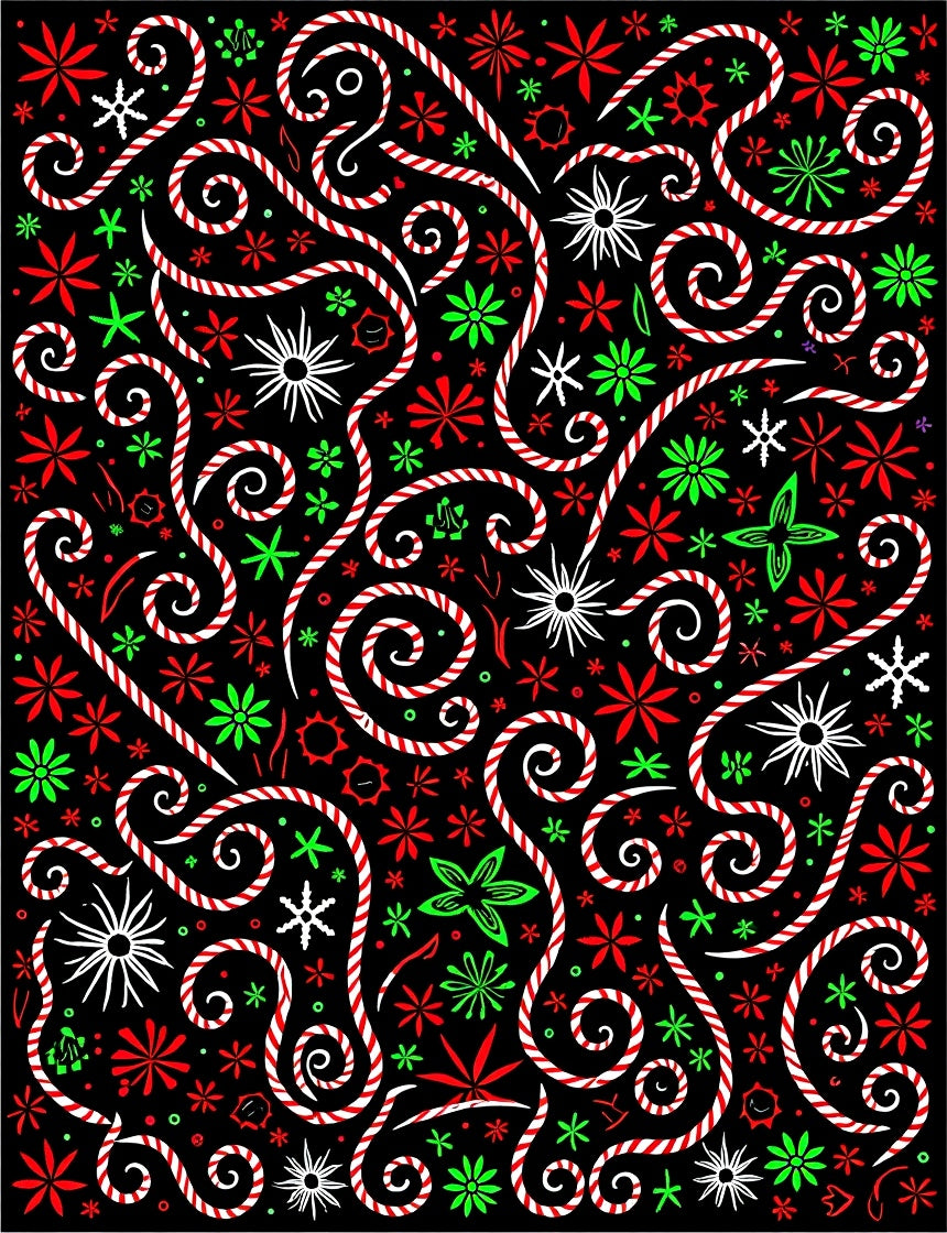 Festive Candy Cane Swirls Sprinkle Rug
