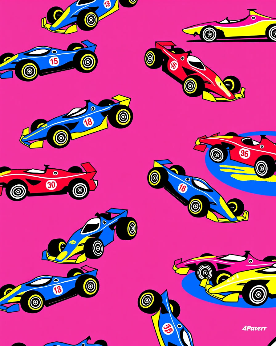 Bold Racing Cars Pop Art Rug