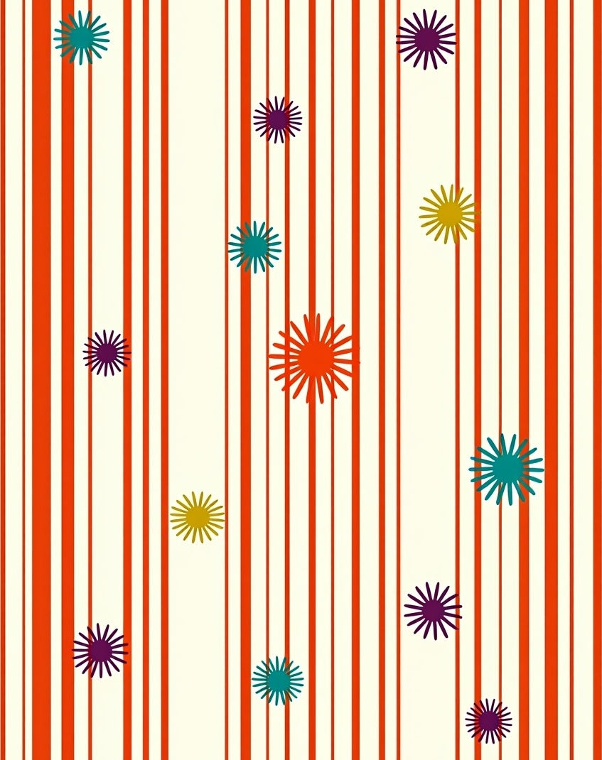Retro Orange Striped Starburst Field Rug
