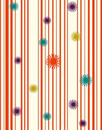 Retro Orange Striped Starburst Field Rug