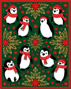 Festive Green Penguin Holiday Collection Rug