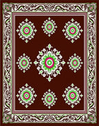 Rich Crimson Bloom Border With Accents Rug