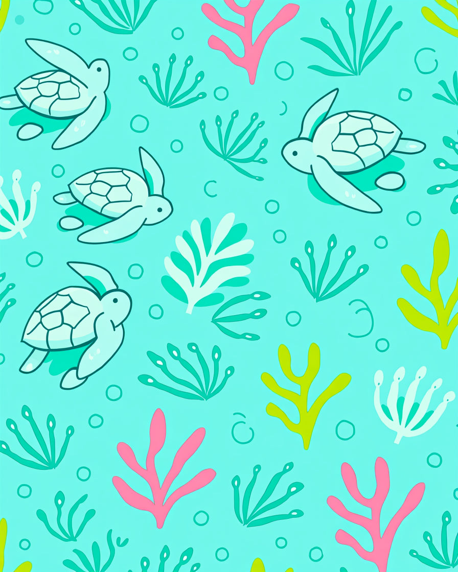 Sea Turtle Coral Reef Whimsy Rug