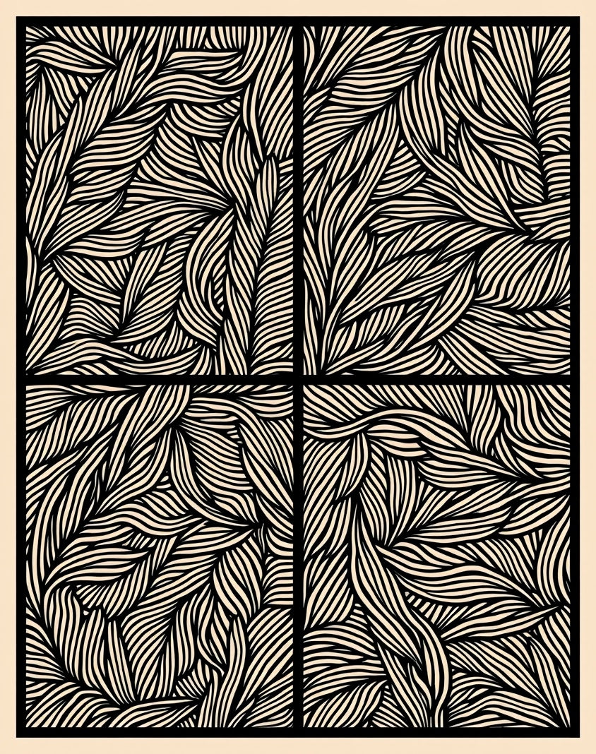 Black Beige Organic Swirl Rug