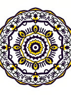 Vibrant Yellow Purple Mandala medallion Rug