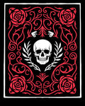 Black Red Rose Skull Garland Rug