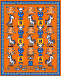 Orange Blue Whimsical Zebra Alphabet Rug