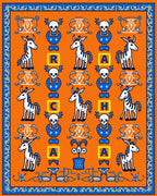 Orange Blue Whimsical Zebra Alphabet Rug