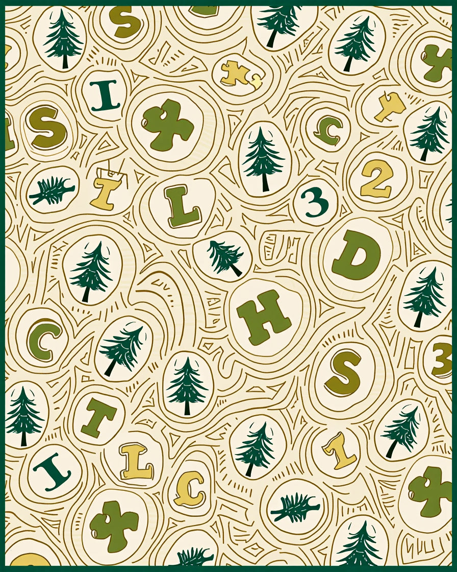 Woodland Nature Letters Whimsical Repeat Rug
