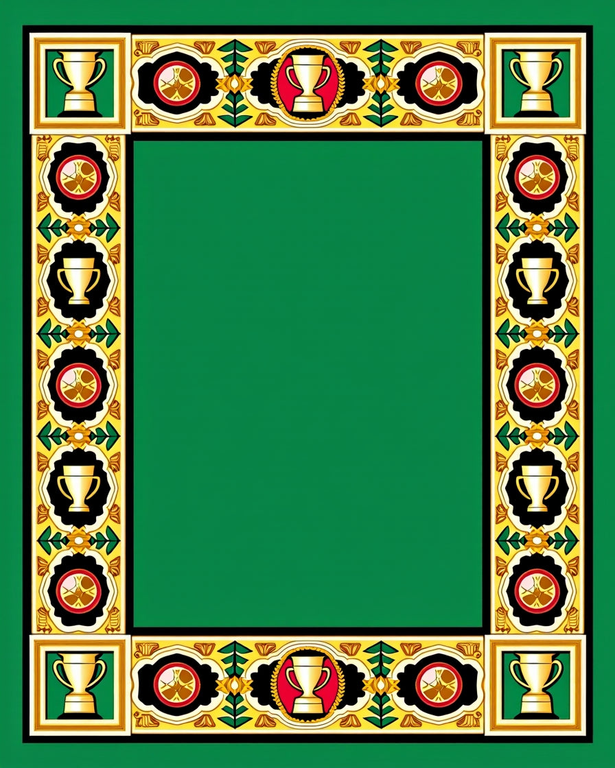 Golden Trophies and Crests Border Rug