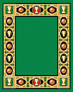 Golden Trophies and Crests Border Rug