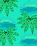 Teal Green Palm Frond Lakeside Rug