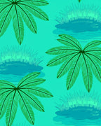 Teal Green Palm Frond Lakeside Rug