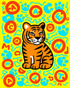 Playful Tiger Paw Print Alphabet Fun Rug