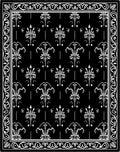 Classic Black White Floral Damask Rug