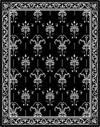 Classic Black White Floral Damask Rug