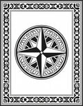 Monochromatic Black Compass Rose Border Rug