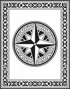 Monochromatic Black Compass Rose Border Rug