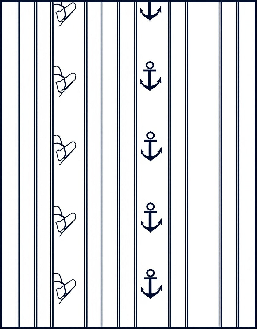 Nautical Navy Blue Anchor Stripe Rug