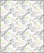 Whimsical Gray Hippo Floral Play Rug