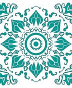 Teal Medallion Radial Baroque Swirls Rug
