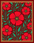 Vibrant Red Poppy Floral Garden Rug