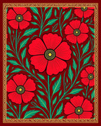 Vibrant Red Poppy Floral Garden Rug