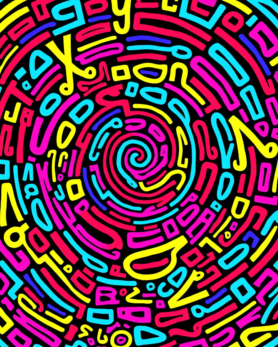 Vibrant Neon Abstract Swirl Rug
